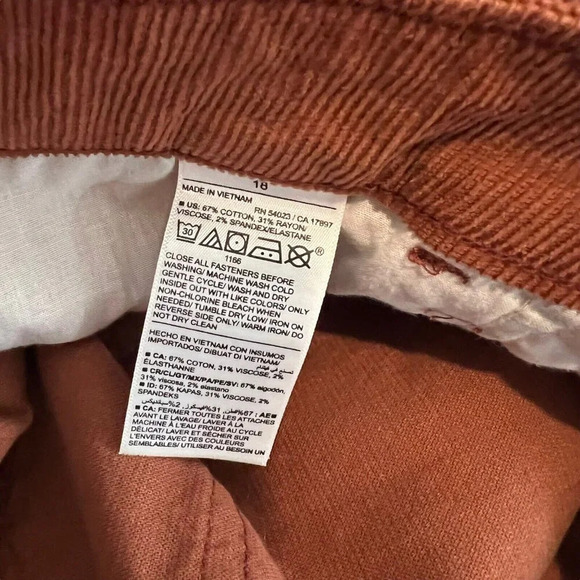 Old Navy Corduroy Pant Plus 18 Extra High-Rise Kicker Boot Cut Rust Orange Brown - Picture 8 of 8